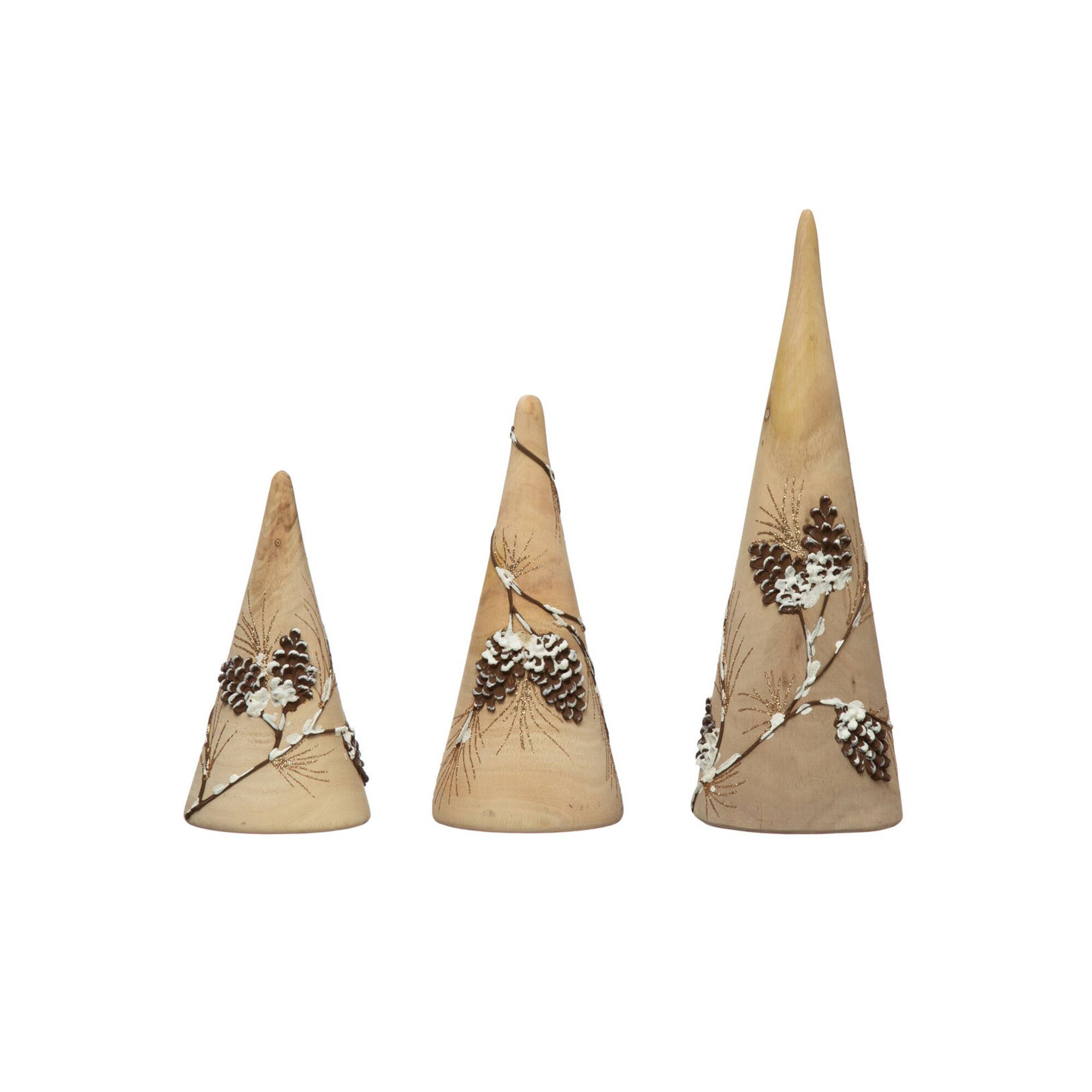 Hello Honey® Hand-Painted Eucalyptus Wood Tree with Pinecone